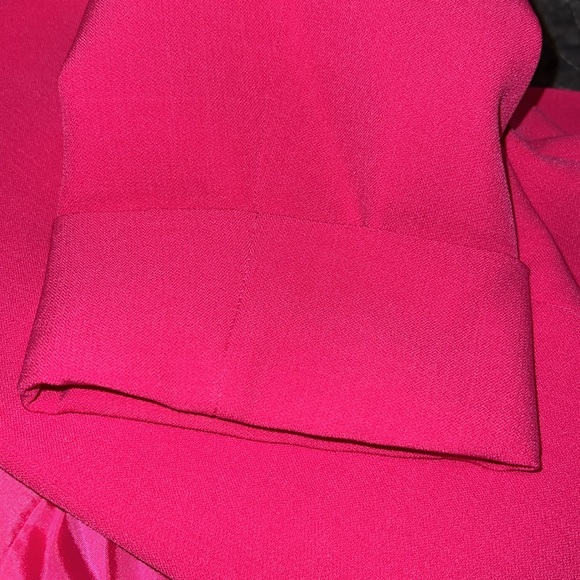 Kasper Hot Pink Stretch Crepe Open Front Roll Sleeve Lined Jacket - Picture 10 of 14